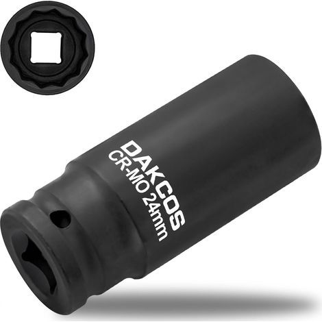 x 24mm Socket, Cr-Mo Steel, 12 Point, 78mm Long, For 1/2" Impact Wrench (1/4)