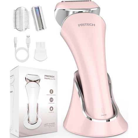 Rasoir électrique pour femme - Sans douleur - Rechargeable - Pour épilation des jambes et des aisselles - Sans fil (Rose)