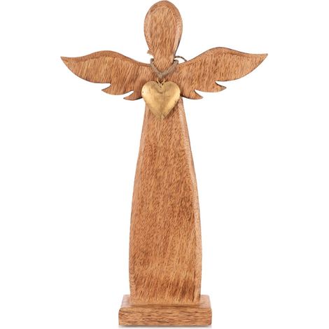 Statuetta di angelo in legno a forma di mango, 42 cm (1/5)