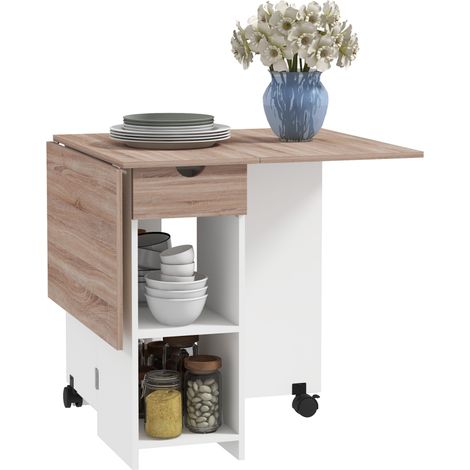 Table desserte pliable JARRY bois et blanc (1/5)
