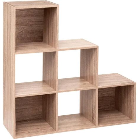Étagère Escalier 6 Cases "Mix n'Modul" 102cm Naturel