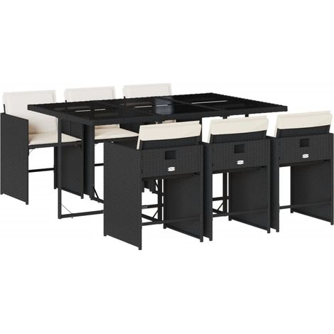 Maison Exclusive - Set de comedor de jardín 7 pzas y cojines ratá (1/5)