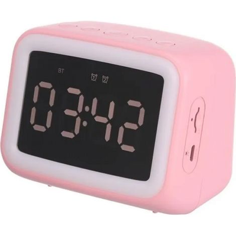 Réveil Radio Miroir Rose AEC BT511 - Haut-parleur Bluetooth Stéréo FM - Fonction Température (1/4)