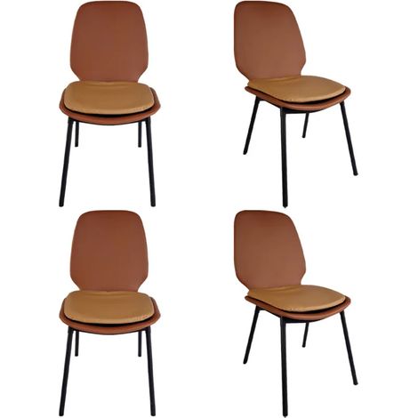 Lot de 4 chaises en simili marron pieds métal noir - RUZAN (1/5)