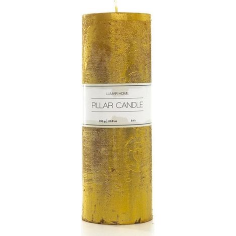 TrAdE Shop Traesio - Set 12 Pz Candela A Colonna Oro 200x70mm Uso Decorativo Da 590g Durata 84h 032241 -