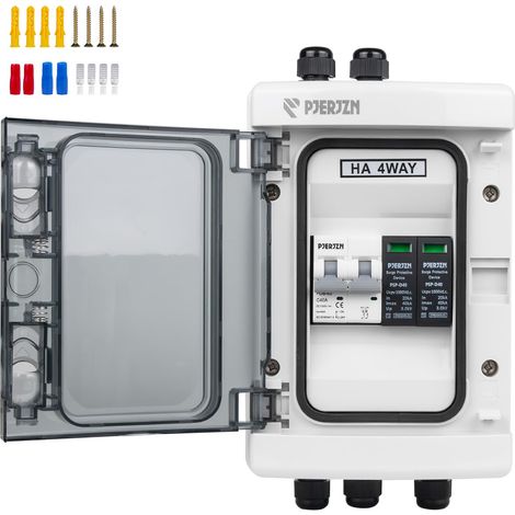 Appareil combiné solaire (1 en 1 sortie/2 en 2 sorties/4 en 4 sorties) avec interrupteur LS 1000 V CC 40 A et SPD 20-40 KA, boîtier étanche IP65 (PC+ABS) pour camping-car/toit/îlot (1/5)