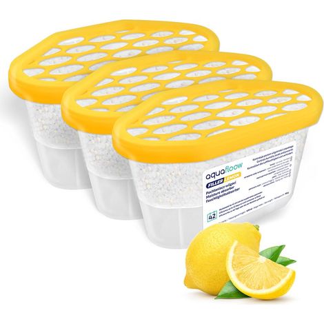 Déshumidificateur 400 ml, Réduit l'humidité de l'air, 3 Pièces LEMON Neutraliseur d'odeurs, Absorbeur d'humidité pour Cuisine, Placard, Salle de Bain et Bureau (1/5)