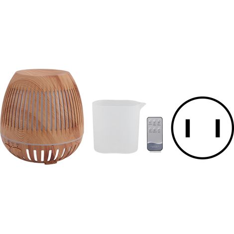 Diffuseur d'huiles essentielles 400ml, effet bois, 8W, 24V, silencieux 35db, télécommande, lumières LED multicolores, prise US 100-240V
