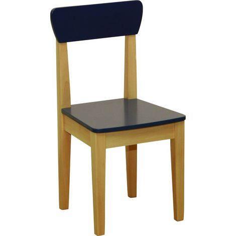 Chaise Enfant en Bois - Hauteur d'Assise 31 cm - Naturel /Bleu (1/5)
