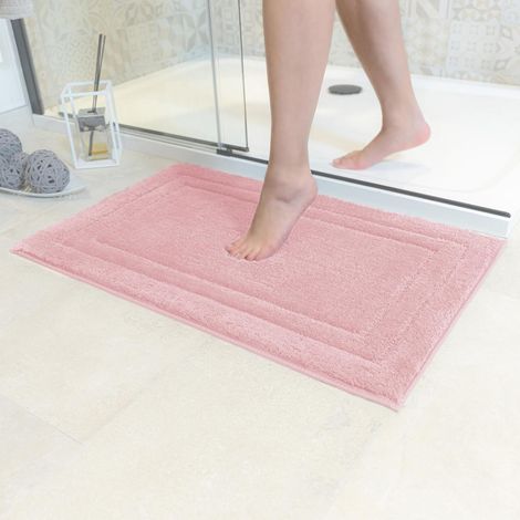Tapis de Bain Antidérapant  Super Absorbant et Lavable en Machine  pour la Salle de Bain, Douche, Baignoire ou comme Tapis WC  Rose - 50x80 cm (1/5)