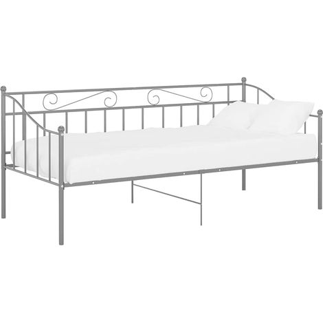 Maison Exclusive - Schlafsofa Bettgestell Grau Metall 90x200 cm (1/5)