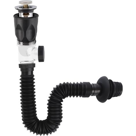 Kit de vidange d'évier, vidange de lavabo universelle avec tuyau d'évacuation flexible, kit de vidange pour évier de cuisine de salle de bain, résistant aux odeurs et aux fuites -Chrome (1/5)