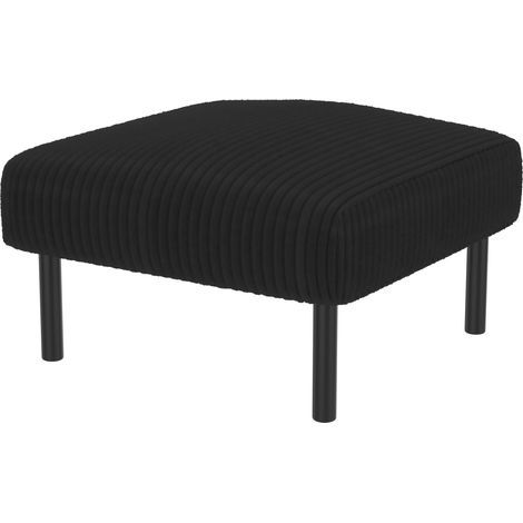 Reposapiés tapizado en terciopelo de canalé con estructura de metal 56 x 51 x 39 cm negro MODENUIT (1/5)