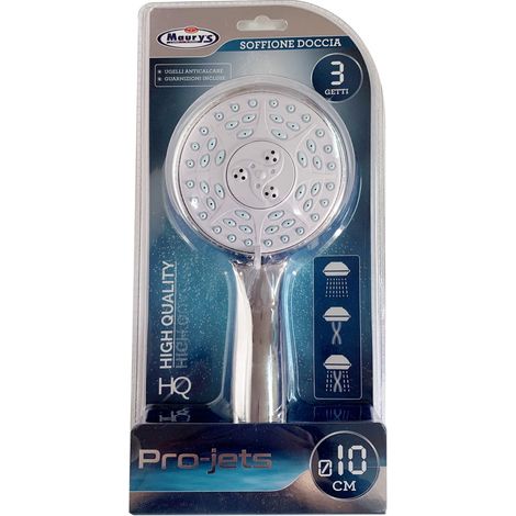 MAURY'S SOFFIONE PER DOCCIA MULTIFUNZIONE 3 FUNZIONI 10 CM (1/2)