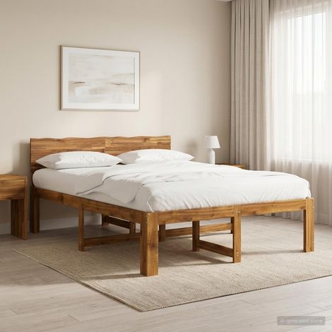 Cama doble con cabecero ROSTOCK Natural 152 x 203 cm (1/5)