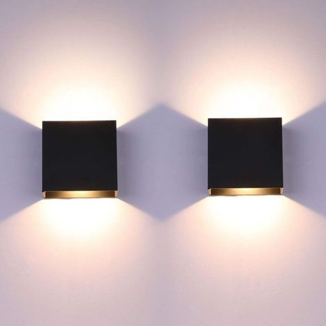 Applique murale LED 6 W avec éclairage vers le haut et vers le bas, en aluminium noir, lumière blanc chaud, pour salon, chambre, salle de bains et cuisine, éclairage mural moderne (1/5)