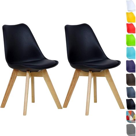 WOLTU 2 x Esszimmerstühle 2er Set Esszimmerstuhl Design Stuhl Küchenstuhl Holz, Schwarz