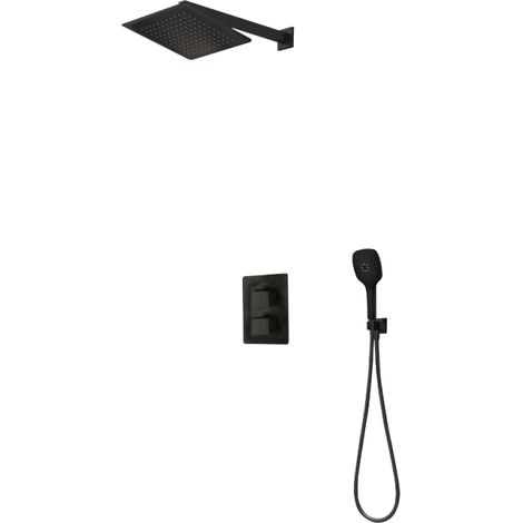 Columna de ducha empotrable cuadrada PAINI Rubí Negro Mate (1/3)