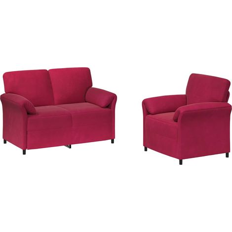 Set di divani 2 pz Rosso Vino Velluto vidaXL (1/5)