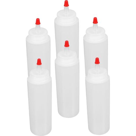 Lot De 6 Flacons À Sauce Vides Avec Embout De Précision Pour Vinaigrette Ketchup 250 Ml (1/5)