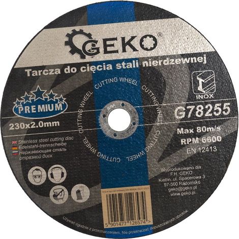 Disco de corte Geko Premium de acero inoxidable 230x2.0 (25/100) (1/3)
