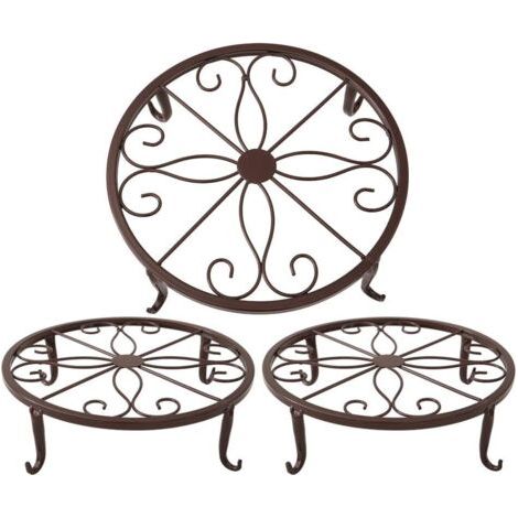 QORVA-Support pour pot de fleurs en bronze 23 x 23 x 11,5 cm, support pour plantes succulentes d'intérieur et d'extérieur, 3 pièces
