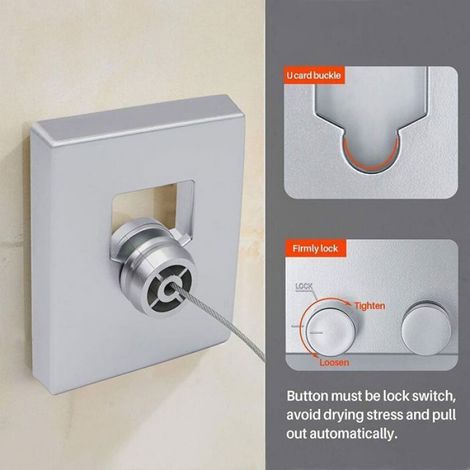 Corde A Linge Rétractable - 4,2 M - Extérieur Intérieur - Charge 20 Kg - Lot De 2 (1/5)