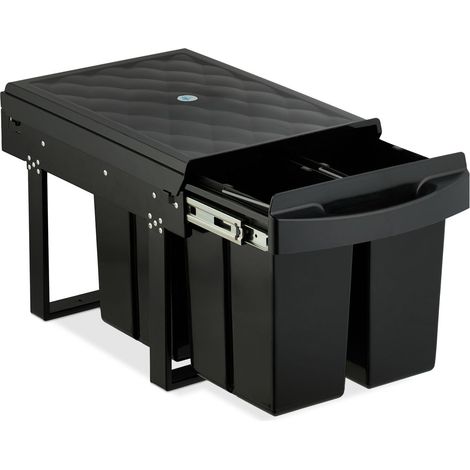 Pattumiera estraibile per rifiuti da cucina nera design salvaspazio