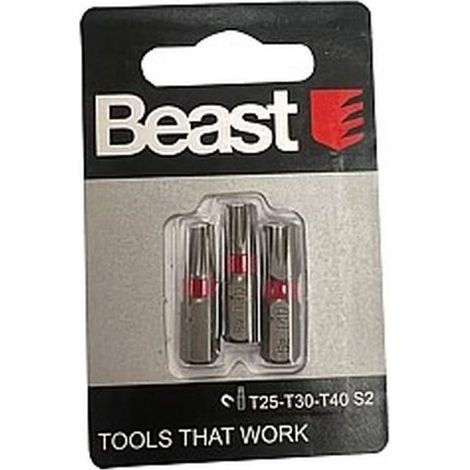 Jeu D Embouts 3 Pcs T25-T30-T40 - Acier S2 Acier - Précision et durabilité - Usage Professionnel - Beast
