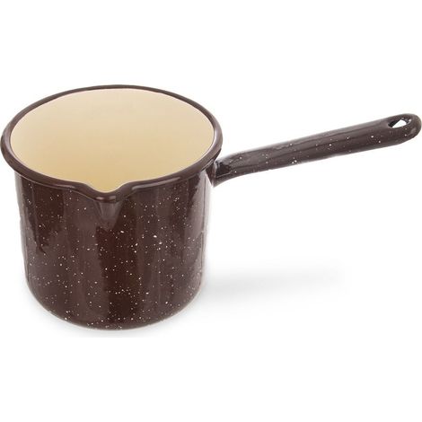 Pentola smaltata marrone, pentola da cucina smaltata, 12 cm, 1,2 l (1/5)
