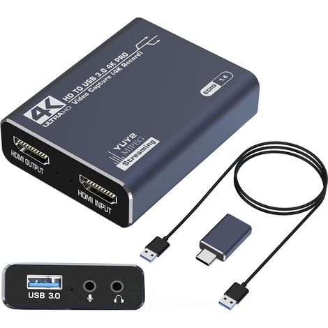 Carte d'acquisition vidéo 4K HDMI, Enregistreur vidéo USB 3.0 pour PC, Capture vidéo haute définition (1/5)