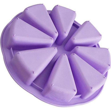Moule À Portions En Silicone - 8 Cavités Triangulaires - Pour Gâteaux, Pizzas Et Pâtisseries - Violet Clair (1/4)