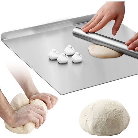 Planche À Découper En Acier Inoxydable, 40x30 Cm Planche À Pétrir Inox, Plaque Inox Cuisine, Planche À Découper En Titane Avec Bord D'arrêt Idéale Pour La Pâtisserie, Le Pétrissage (1/5)
