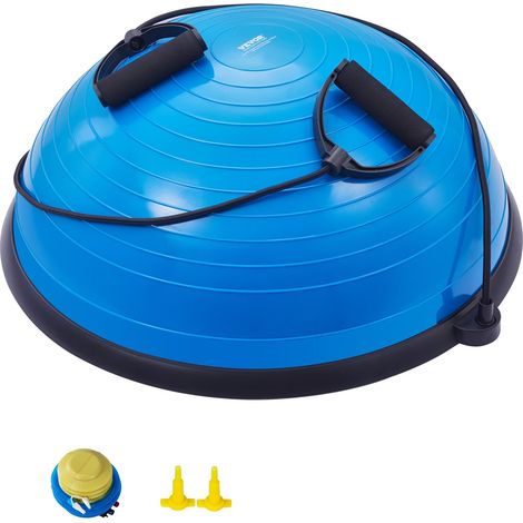 Entraînement complet du corps - demi-ballon fitness 62 cm avec bandes de résistance, pompe à pied, 300 kg (1/5)