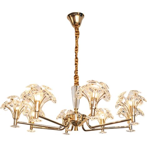 LUSSOCRAFT Lustre en cristal moderne – Métal, 3 couleurs d'éclairage dimmables, 8 lampes douille E14, 75.5×59×24.5 cm, pour salon et salle à manger