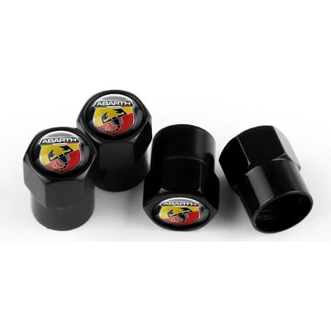 (ABARTH Noir) 4 Bouchons de valve de pneu antivol étanches pour Abarth Viaggio 500 Punto Ducato Stilo Bravo Palio (1/5)
