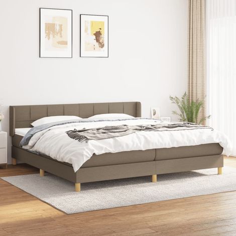Lit Adulte moderne, Lit à sommier tapissier avec matelas Taupe 200x200 cm Tissu GSW61295 (1/5)