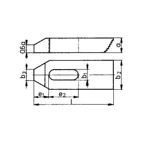 Bride de serrage crénelée, Larg. de fente : 22 mm, Long. totale c 160 mm, Pour vis M20/M22, Htr a : 30 mm, Larg. b2 : 60 mm, Larg. de fraise b3 : 22 mm (1/3)