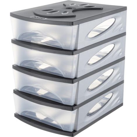 Cassettiera componibile medya box 4 cassetti 26x35x39 cm antracite bama - bama (1/2)