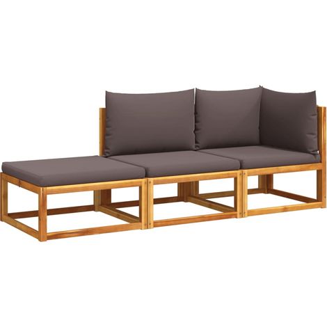 Maison Exclusive - Set di divani da giardino 3 pezzi con cuscini in legno di acacia e corda