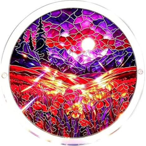 Puzzles en acrylique à suspendre, motif vache, fleur, arbre, oiseau, panneau en verre diamant, décoration pour la maison, le jardin, cadeau d'anniversaire pour femme et homme (rouge) (1/5)