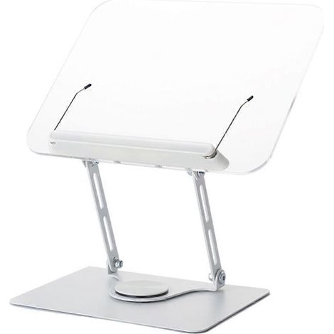 Support de livre réglable en acrylique base rotative à 360° support mains libres pour ordinateur portable tablette partitions musicales (1/5)
