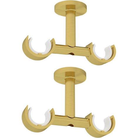 2 Supports de Tringle à Rideaux, Double, Doré, Fixation au plafond, Diamètre 20
