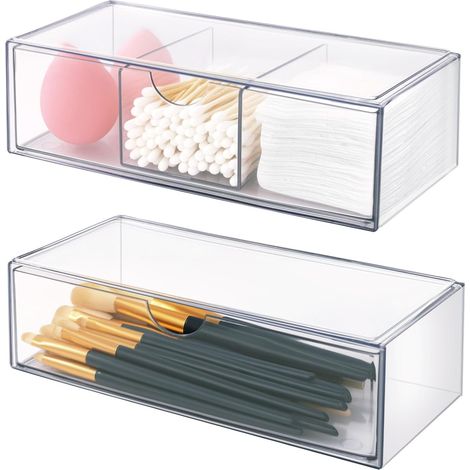 2 Pièces Rangement Maquillage Empilables, Rangement Tiroir Transparent, Organisateur Tiroir Salle de Bain Acrylique, pour Coiffeuse, Bain, Bureau, Organisation et Rangement de la Maison (1/5)
