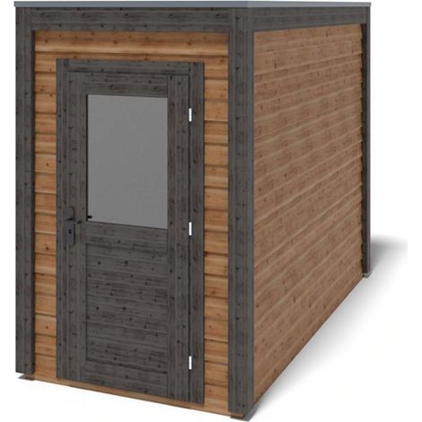 Abri de jardin en bois Veya 1.59x3.09m - 4.91m2 - Ep. 28mm - Traité (1/3)