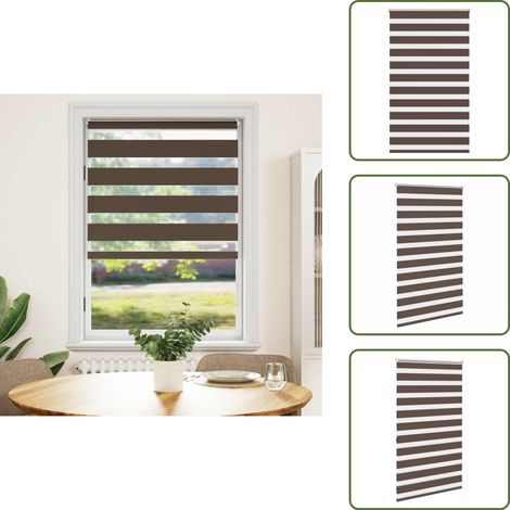 Doppelrollo 100 x 175 cm brau - Doppelrollo - Lichtdurchlässigkeit - Raffstore - Zebra Muster - Fensterrrollo (1/5)