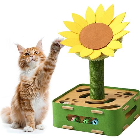 Jouet pour chat - Puzzle interactif pour chat avec motif tournesols - Base