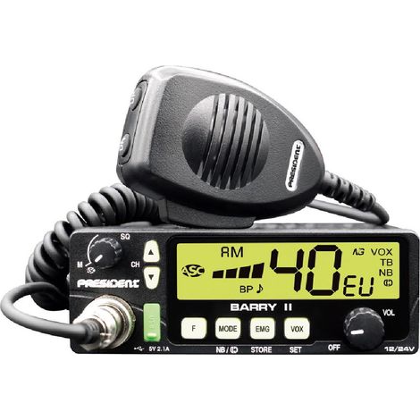 Radio CB compact 40 canaux AM/FM – Squelch manuel et ASC – Affichage digital – Pour voiture, camping-car, camion – President