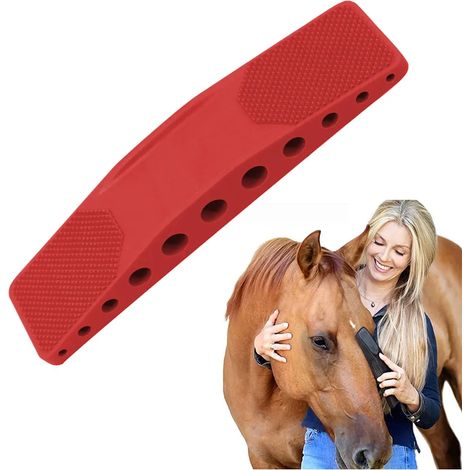 Cepillo de aseo para caballos, perros y gatos, cepillo de masaje, herramienta de aseo para eliminar sin dolor el pelo suelto, el pelaje y la suciedad, color rojo.