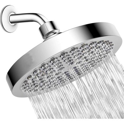Cabezal de ducha tipo lluvia, Acero inoxidable, Spa, ø 15 cm, Fácil instalación, Ángulo ajustable, Conector universal de 1/2 pulgada, Plateado (1/5)